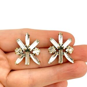 J. Crew Gold and Clear Rhinestome Starburst Earrings